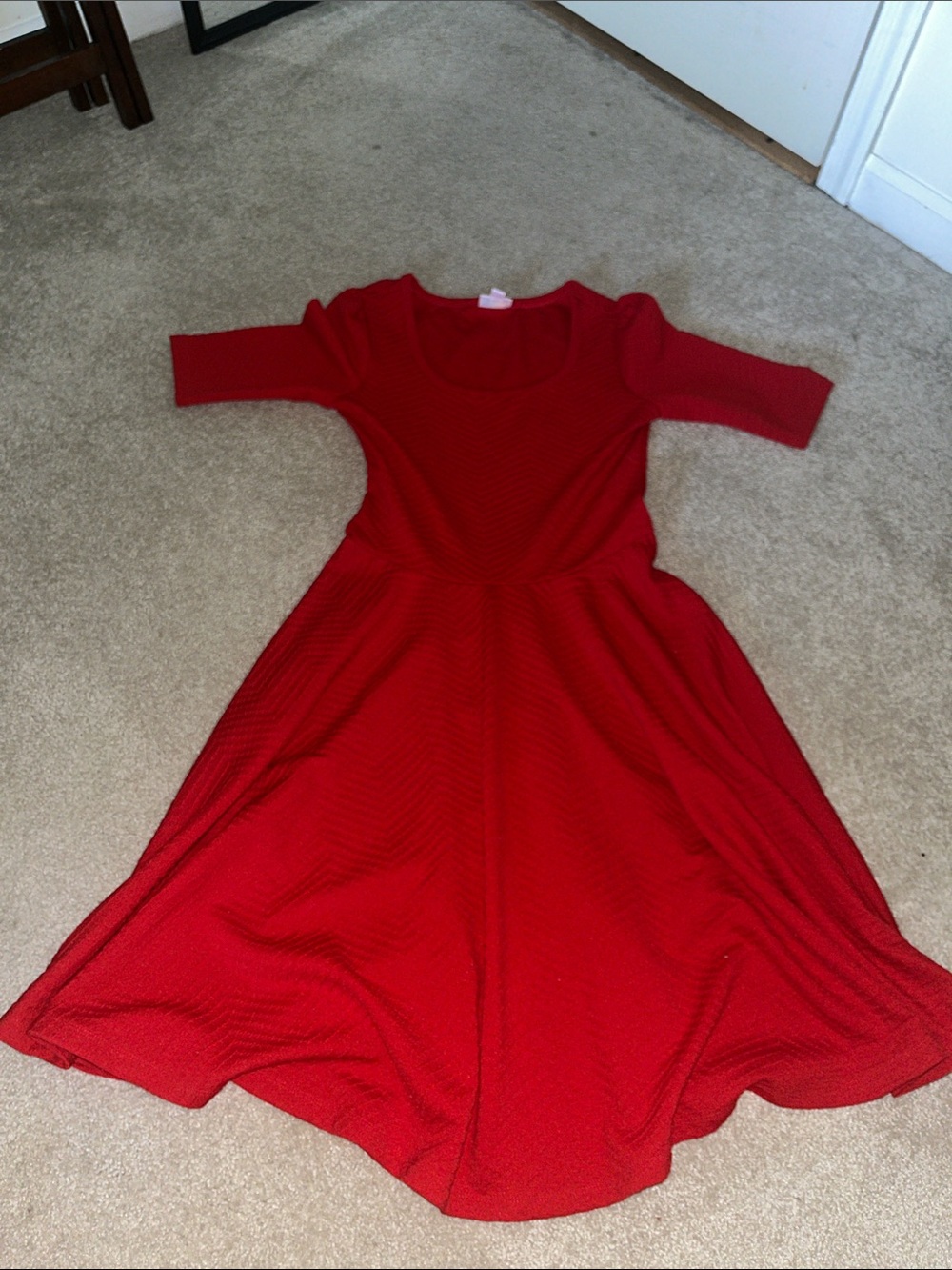 LuLaRoe Red Midi Fit-and-Flare Dress